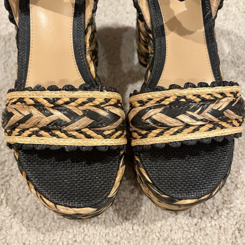 NWOB Sam Edelman Iliana Women Sandals Platform Heel Raffia Braided Buckle Size 7 - Picture 4 of 12